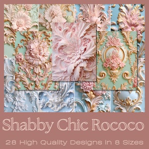 shabby chic Rokoko Hintergrund Muster | Journaling Papiere, ATC Karte, Bastelpapiere, Printable Journaling Karten, Collage Elemente, digital