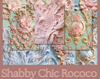 Shabby Chic Rococo Printable Papers | Journaling, Collage (Digital Download)