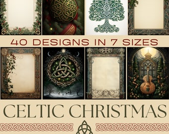 CELTIC CHRISTMAS  | Printable Christmas Cards, Papers, Printable Junk Journals,  Christmas Ephemera, Irish Christmas, Celtic Symbols, Irish
