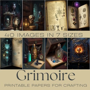 Grimoire | Witchcraft Journal, ATC Cards, Witchcraft Digital Paper, Printable Journaling Cards, Digital Download, Grimoire Printables, Cards