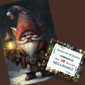 110 GNOMES for all seasons MEGA BUNDLE, High Resolution, Card Making, Photo collage, Poster Print, Digital, Scrapbooking, Crafting, Wall Art