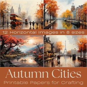 VILLES D'AUTOMNE | Papiers de journalisation, Cartes ATC, Papier numérique, Cartes de journalisation imprimables, Téléchargement numérique, Fabrication de cartes, Éphémères, Créations manuelles