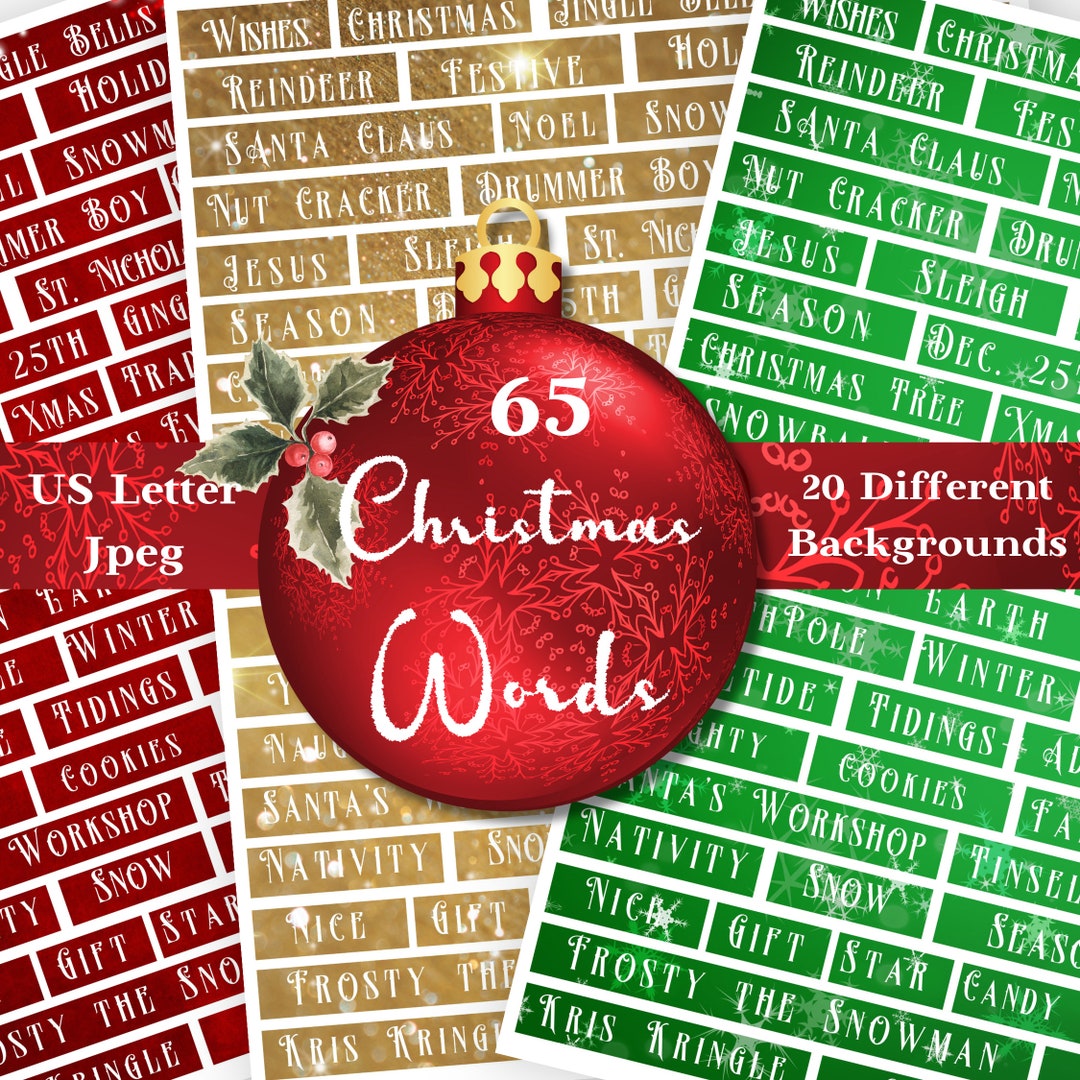 Christmas Words Printable, Junk Journal Ephemera (digital Download) Etsy