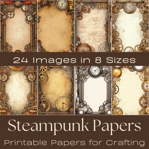 STEAMPUNK PAPERS Crafting Papers | Diários de lixo, cartões ATC, diário de lixo, download digital, itens vintage, imprimíveis steampunk, artesanato