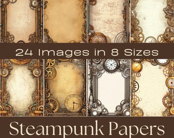 Steampunk Journaling Papers | Vintage Ephemera, ATC Cards (Digital Download)
