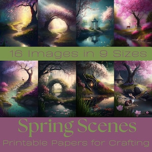 SCÈNES DE PRINTEMPS, fournitures de journalisation indésirables, papiers de journalisation, papier numérique, cartes de journalisation imprimables, téléchargement numérique, fabrication de cartes, travaux manuels