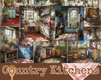 Country Kitchen Art | Printable Journaling Cards, Cottagecore (Digital Download)
