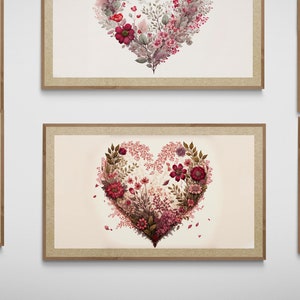 Samsung Frame TV 10 image Valentine Bundle | Hearts and flowers | Valentine&#39;s day |  Home decor | gift for her | downloadable Printable