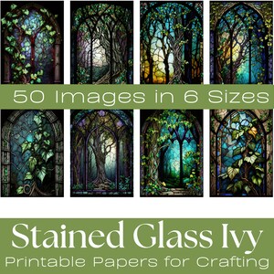 Stained Glass Ivy | Junk Journal Supplies, Junk Journal Ephemera, Scrapbooking Supplies, Ephemera Pack, Card Making, Wall Art, French papers