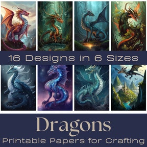 Dragons | Junk Journal Supplies, Junk Journal Ephemera, Scrapbooking Supplies, Ephemera Pack, Card Making, DIY Crafting, Ghost journal