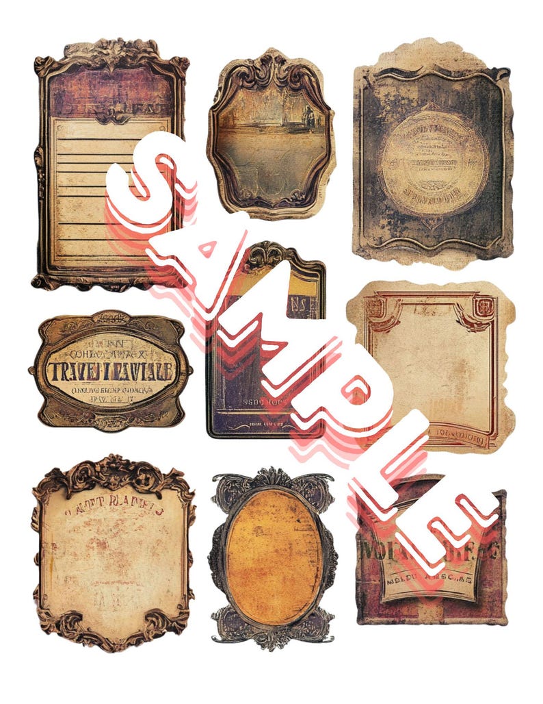 280 Vintage Ephemera Labels | Junk Journal, Scrapbooking (PNG) - Etsy