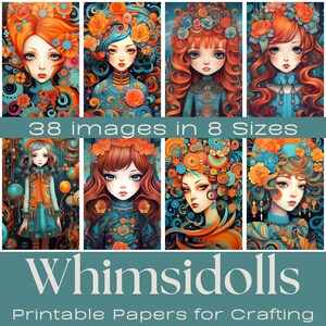 Papéis WHIMSIDOLLS JOURNALING, Download instantâneo, Papel digital, Diário de lixo para impressão, Para download, Criação de cartões, Ephemera, Papel para artesanato