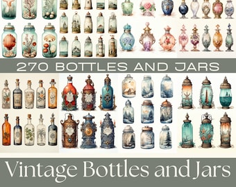 270 Vintage Bottles & Jars Ephemera | Junk Journal Supplies (Digital Download)