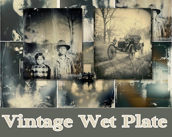 Vintage Wet Plate Photo Papers | Printable Ephemera, Scrapbooking (Digital Download)