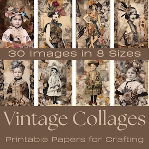 COLLAGE VINTAGE / Forniture per diario spazzatura, Ephemera per diario spazzatura, Forniture per scrapbooking, Pacchetto Ephemera, Creazione di carte, Arte da parete, Carte ATC
