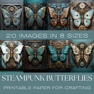 STEAMPUNK SCHMETTERLINGE | Journalpapier, Digitales Papier, Druckbare Journalkarten, digitaler Download, Kartenherstellung, Ephemera, Kraftpapiere