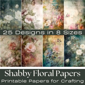 SHABBY FLORAL PAPERS | Junk Journal Supplies, Crafting Papers, Ephemera, Scrapbooking Supplies, Ephemera Pack, Card Making, Wall Art, Crafts