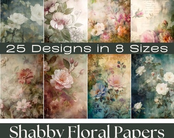 Shabby Chic Floral Papers | Junk Journal, Scrapbook (Digital Download)