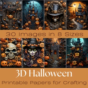 3D HALLOWEEN SET | Junk Journal Supplies,  Printable Junk Journal, Instant Download, Halloween Scrapbooking,  Halloween printables, ATC Card