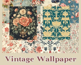Vintage Floral Wallpaper Patterns | Junk Journal, Card Making (Digital Download)