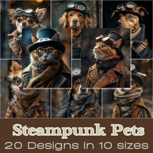 Animaux Steampunk |  Papiers de journalisation, Art mural, Cartes ATC, Cartes de journalisation imprimables, Téléchargement numérique, Fabrication de cartes, Photos d'animaux de compagnie