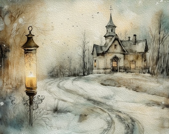 Watercolor Winter Journaling Papers | Printable Ephemera, ATC Cards (Digital Download)