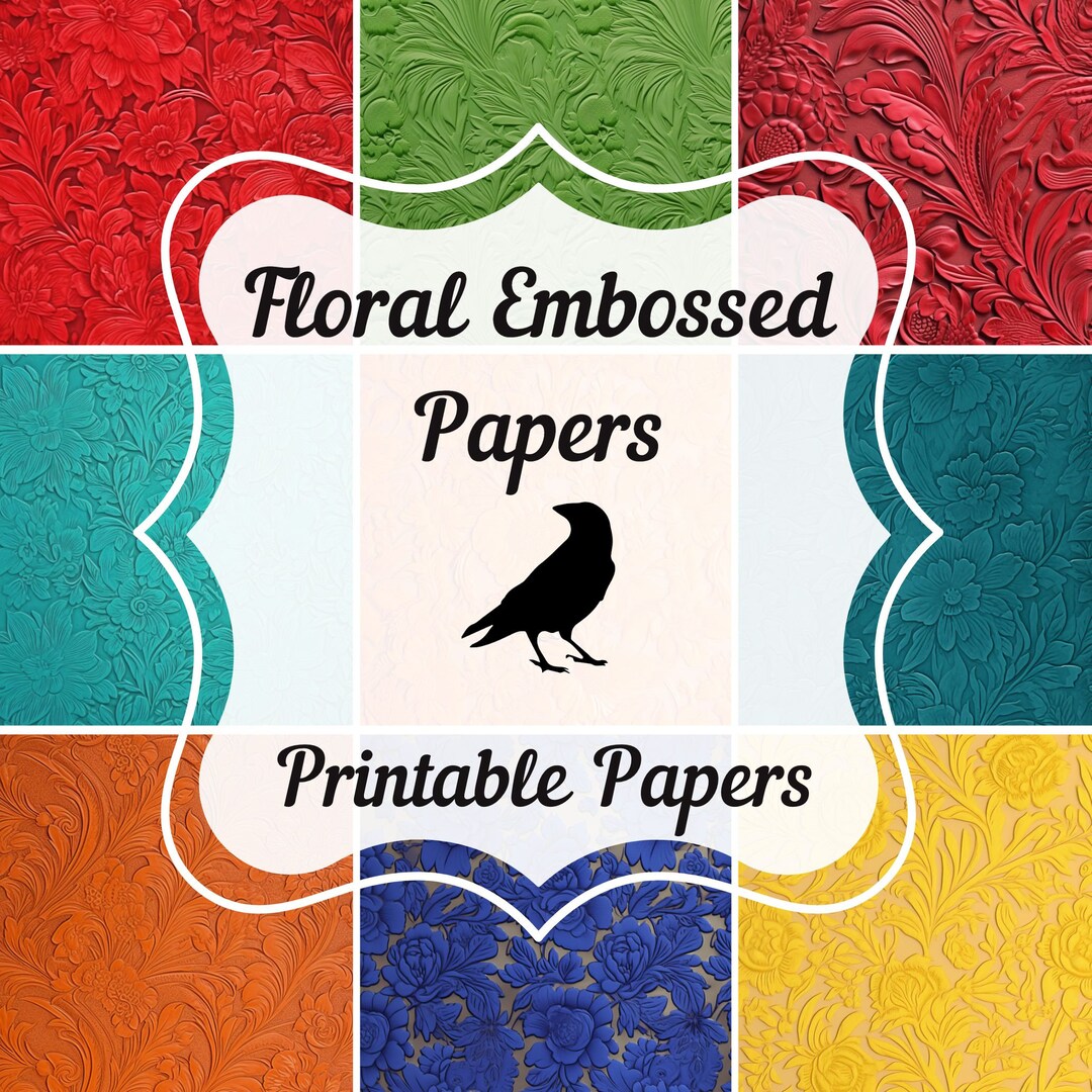Embossed Paper Types Floral Embossed Paper Pack, Scrapbooking, Junk Journal (digital ...