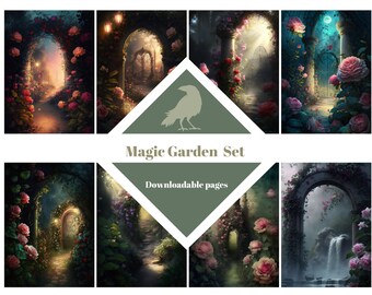 Magic Gardens Journaling Cards, Printable ATC Ephemera (Digital Download)
