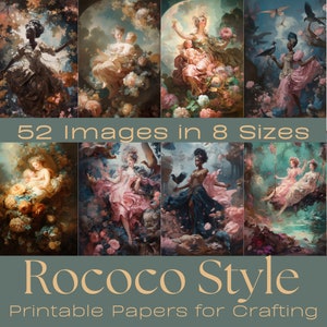 Portraits de style rococo | Papiers de journalisation, Carte ATC, Papiers de création, Cartes de journalisation imprimables, Téléchargement numérique, Éphémères, feuille de collage