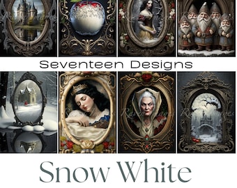 Snow White Journaling Cards | Printable Ephemera, ATC Card (Digital Download)