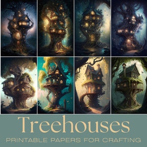 TREEHOUSE KIT | Journaling Papers,  ATC Cards,  Digital Paper, Printable Junk journaling, Digital Download, Card Making, Ephemera, Crafting