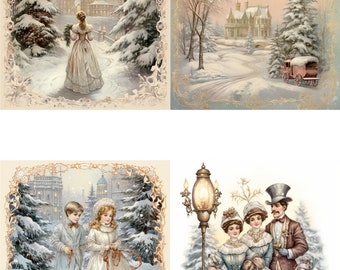 Printable VICTORIAN CHRISTMAS SQUARES |   Printable Junk Journal, Digital Download, Card Making, Ephemera