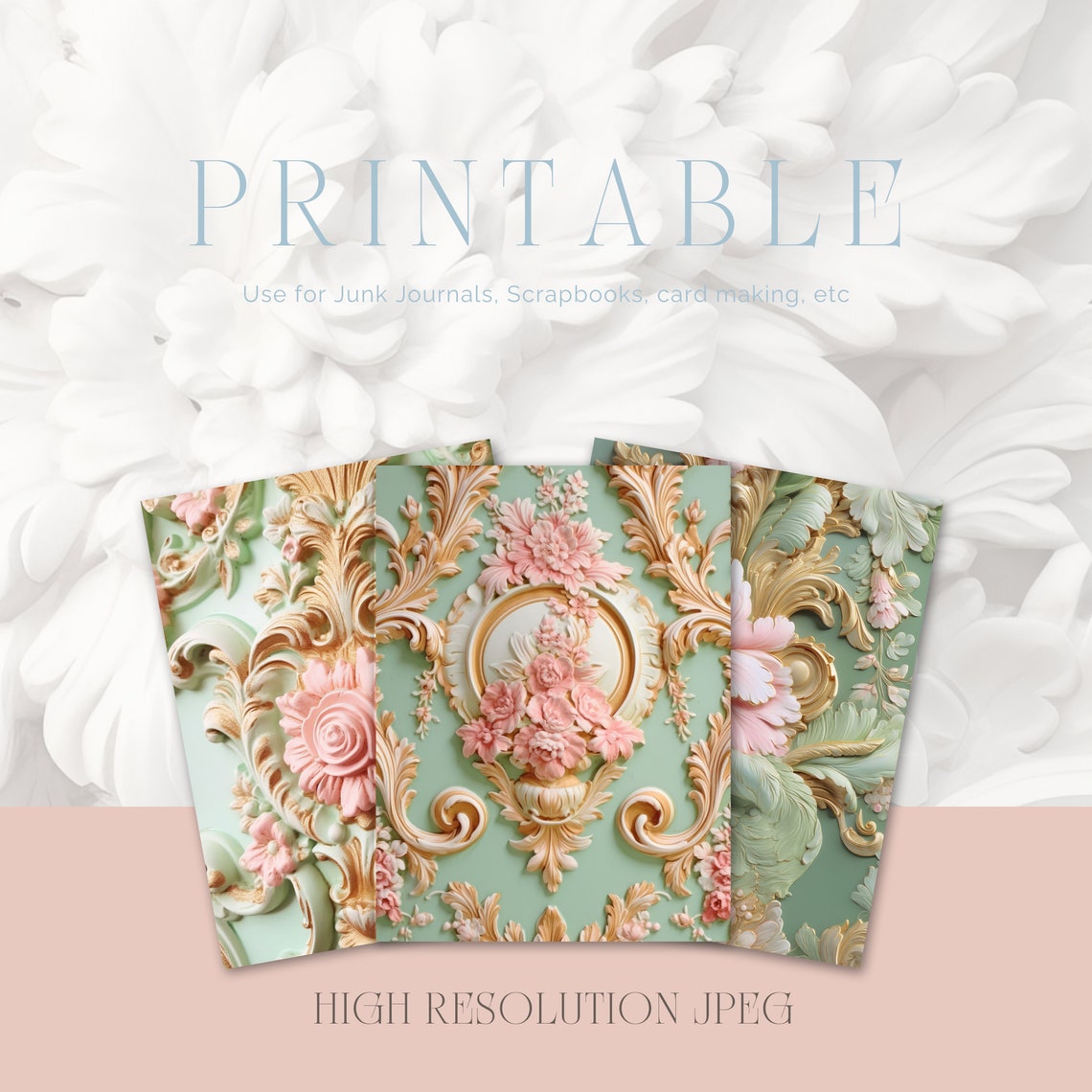 Shabby Chic Rococo Printable Papers | Journaling, Collage (digital ...