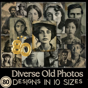 80枚の古い写真 | 10種類の異なるサイズの多様なビンテージ写真のメガバンドル〜フルサイズは高解像度で商用利用可能