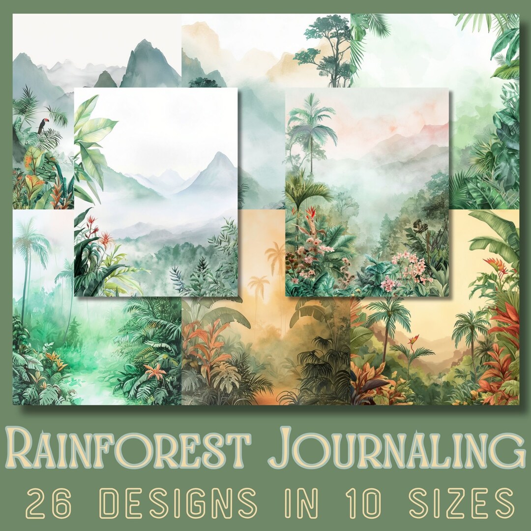 Journaling Rpints RAINFOREST JOURNALING Papers | Junk Journaling Kit, ATC Cards, Digital ...