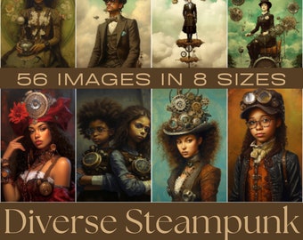 DIVERSE STEAMPUNK | Junk Journal Kit, ATC Cards, Crafting Papers, Junk Journal, Digital Download, Vintage Ephemera, Steampunk, Diversity