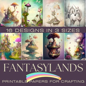 FANTASYLANDS | Papiers pour tenir un journal, Papier numérique, Cartes de journalisation imprimables, Téléchargement numérique, Fabrication de cartes, Éphémères, Travaux manuels, Journal de fées