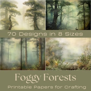 FORÊTS BROUILLARDES | Kit de journalisation indésirable, Cartes ATC, Papier numérique, Cartes de journalisation imprimables, Téléchargement numérique, Fabrication de cartes, Éphémères forestiers