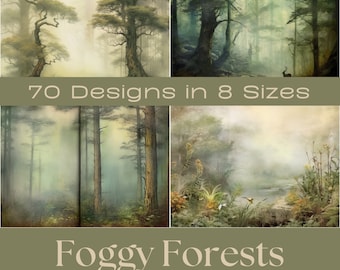 Foggy Forest Digital Paper | Junk Journaling Kit, ATC Cards (Digital Download)