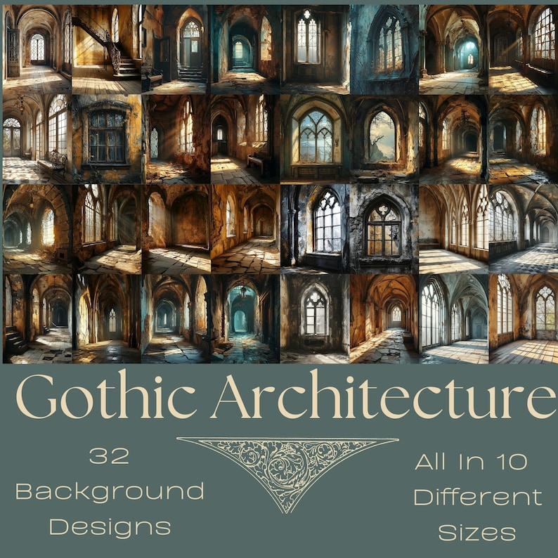 Gothic Architecture Backgrounds | Digital Paper for Junk Journals ...