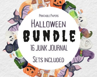 ENTIRE HALLOWEEN COLLECTION Bundle | 16 Halloween sets Please see the description for the list of included sets, Halloween Junk Journal kits