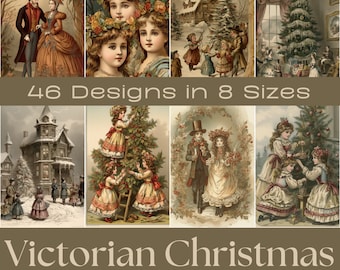 VICTORIAN CHRISTMAS | Crafting Papers,  Digital Paper, Printable Junk Journal, Digital Download, Card Making, Ephemera, Victorian Journaling