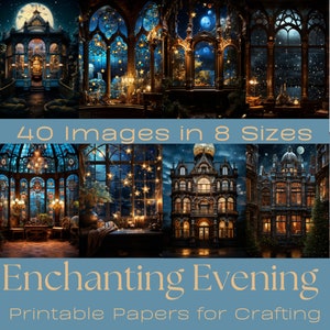 ENCHANTED EVENING | Natychmiastowe pobieranie, Papercrafts, Printable Journaling Cards, Digital Download, Card making, Ephemeras, Crafts, ATC Cards