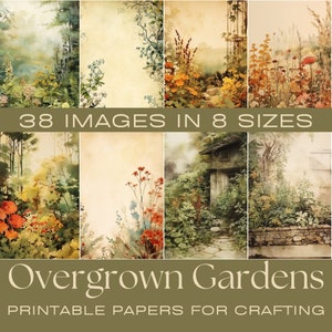 Watercolor Overgrown Garden Paper | Junk Journal Ephemera (Digital Download)