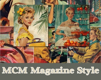 MCM Magazine Style Journaling Papers | Printable Ephemera (Digital Download)