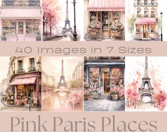 Pink Paris Watercolor Ephemera | Junk Journal Kit (Digital Download)