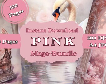 Pink Image Mega Bundle, Printable Wall Art, Decoupage (Digital Download)