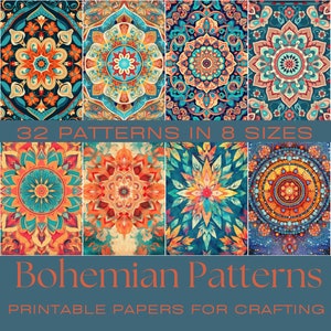 PATRONES Boho /Boho Journaling Papers, Tarjeta ATC, Papel de elaboración, Tarjetas de diario imprimibles, Descarga digital, Efímera, Diario Boho