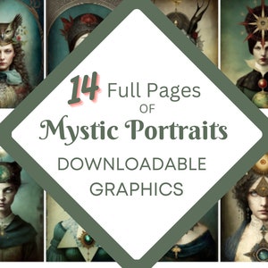 MYSTIC PORTRAITS, ATC Cards, Junk Journal, Digital Paper, Printable Journaling Cards, Digital Download, Card making, Ephemera, Crafting
