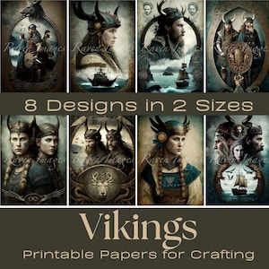 VIKING IMPRIMABLE, Papiers de journalisation, Cartes ATC, Papier numérique, Cartes de journalisation imprimables, Téléchargement numérique, Fabrication de cartes, Éphémères, Créations manuelles